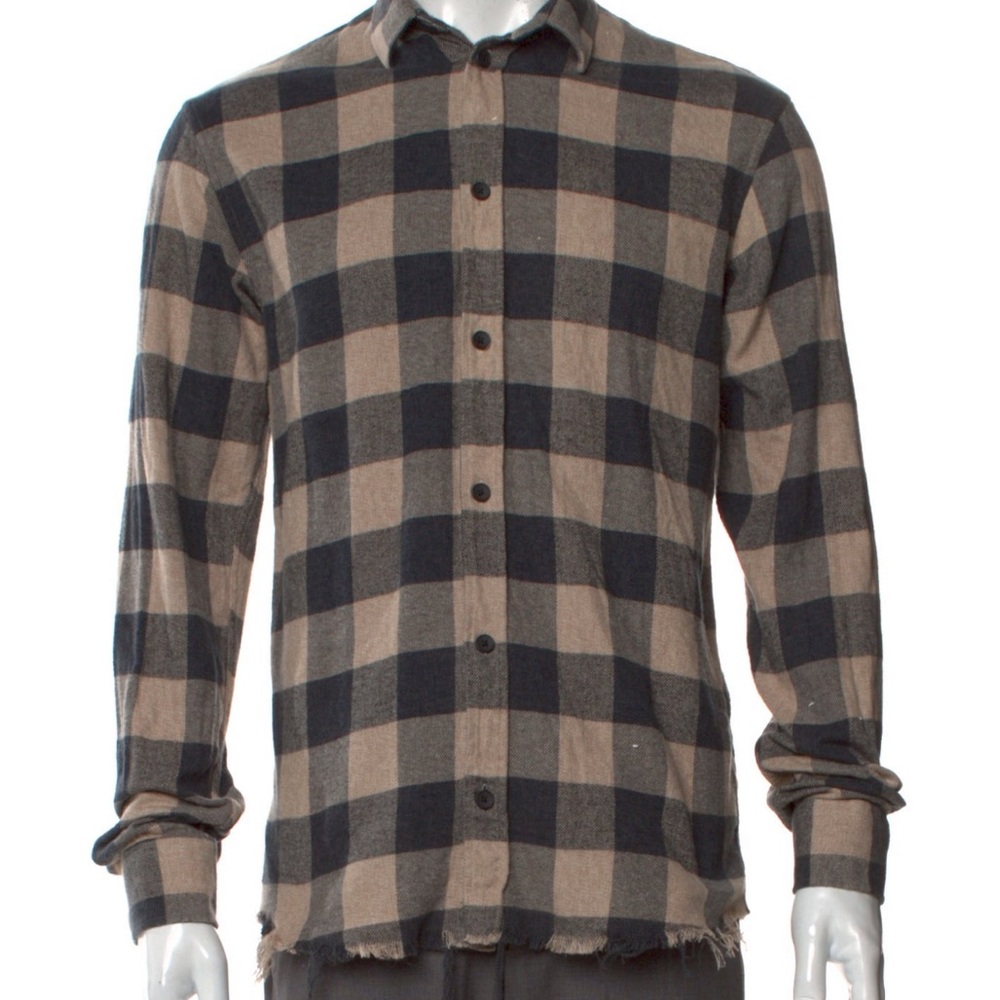 Iro Cotton Flannel Raw Hem Button Up Shirt🖤